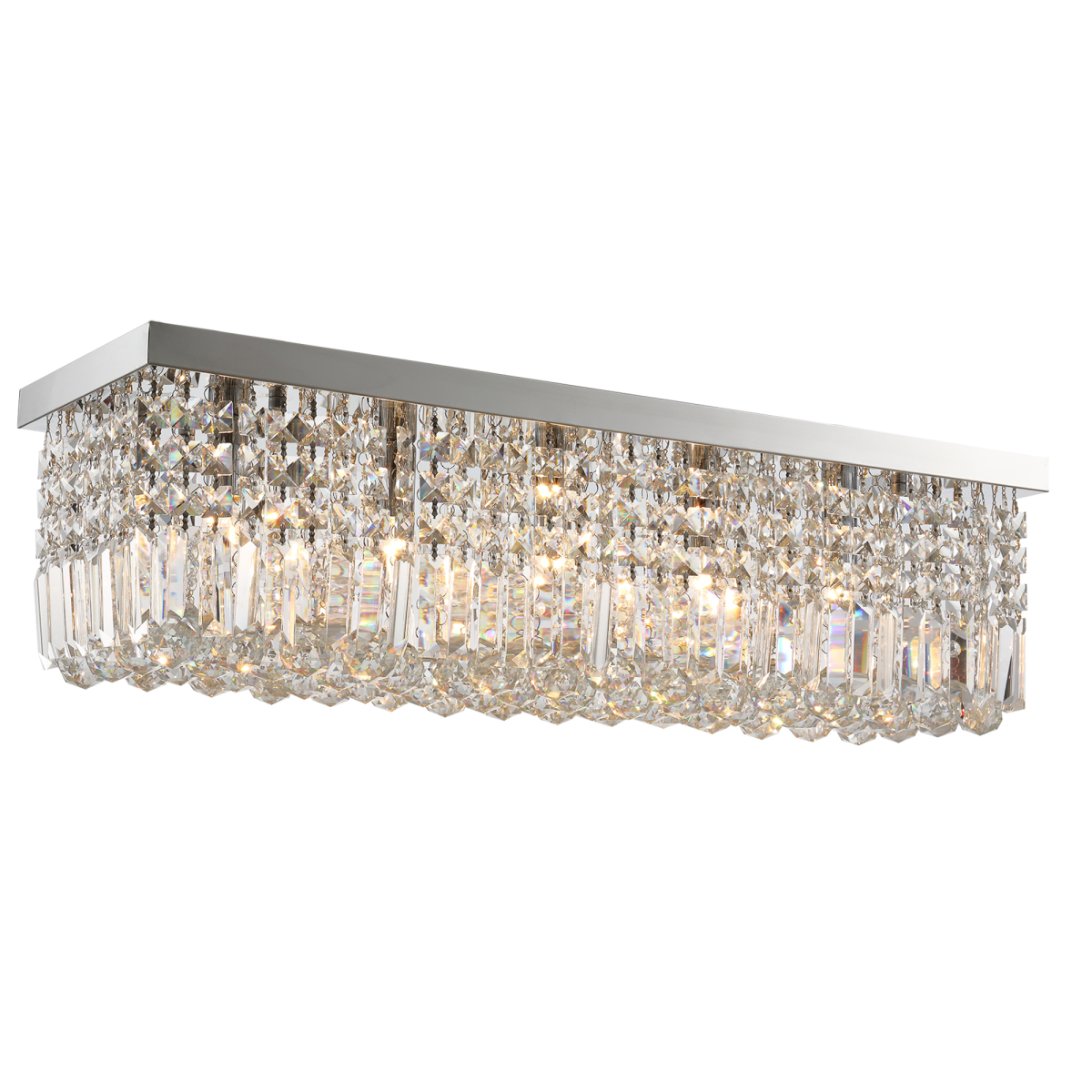 Modern Square Crystal Ceiling Light - E14 Base, Silver Chandelier