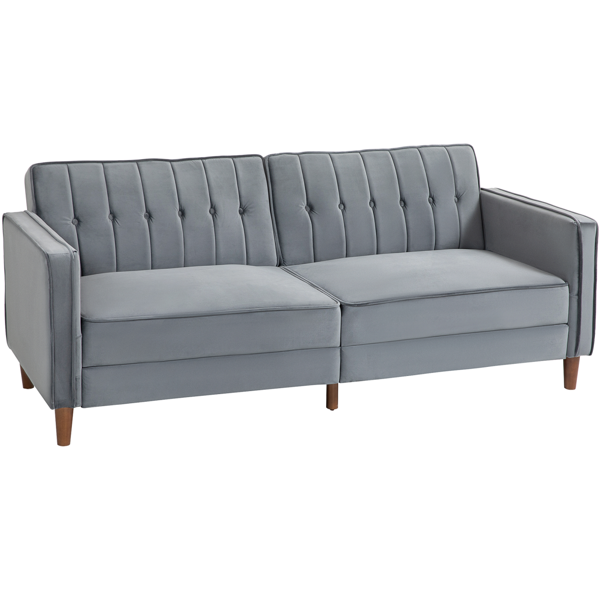 HOMCOM Velvet Tufted Convertible Sofa Bed, Dark Grey, 3-Position Back