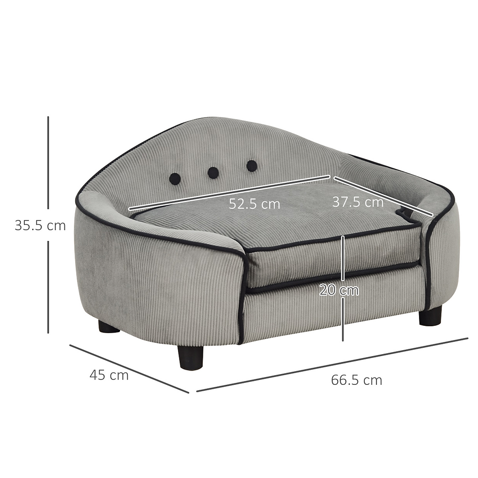 Thumbnail: Dog Sofa Bed Pet Chair w/ Sponge Padded Cushion for XS and S Size Dogs - Grey
