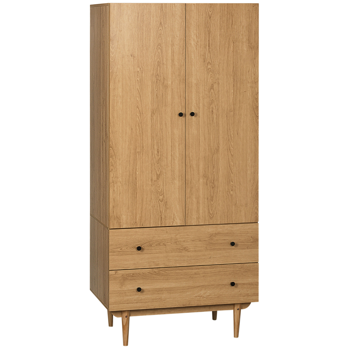 Sleek Modern Wardrobe with 2 Drawers and Hanging Rail