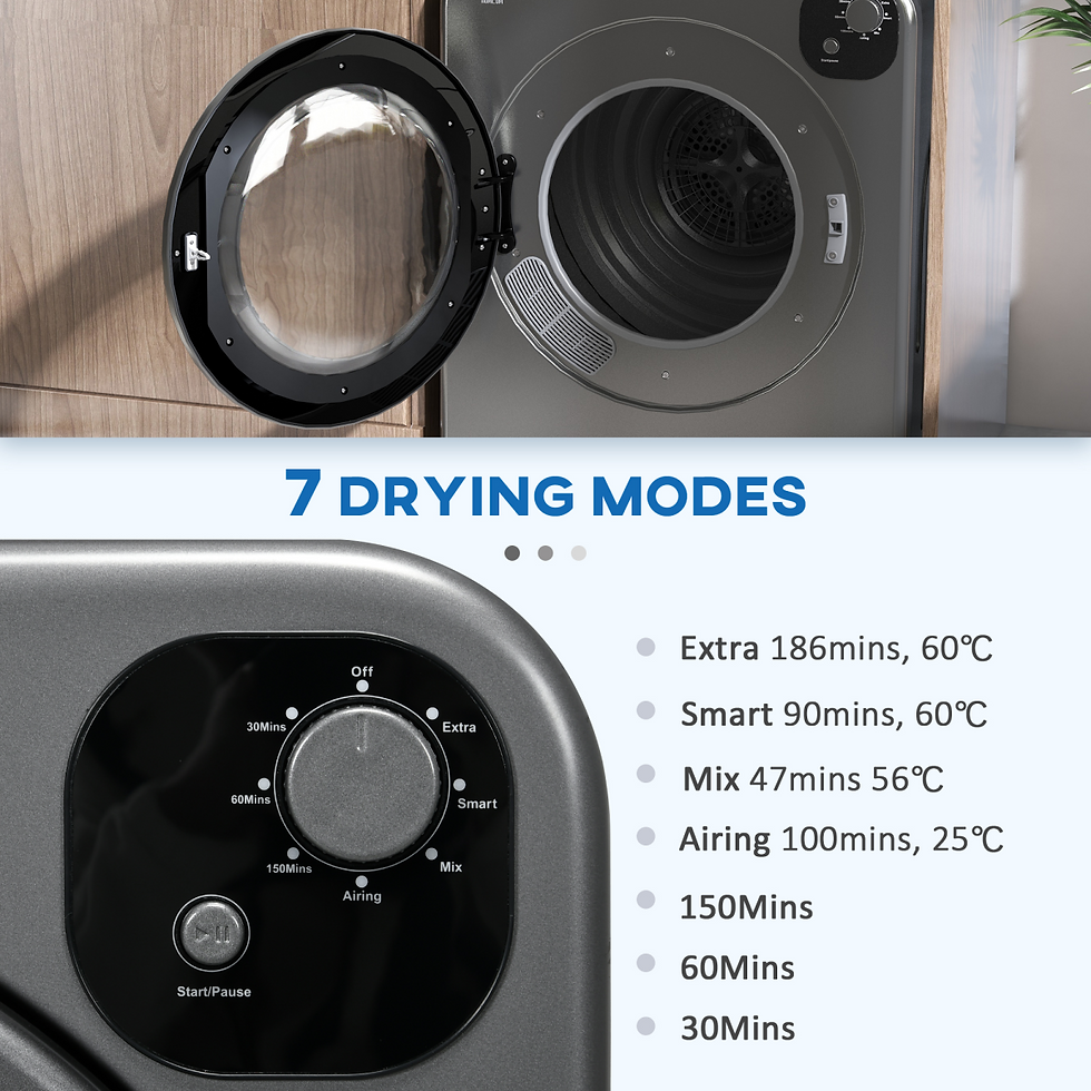 Thumbnail: HOMCOM 6kg Vented Tumble Dryer with 7 Dry Programmers for Small Spaces Grey