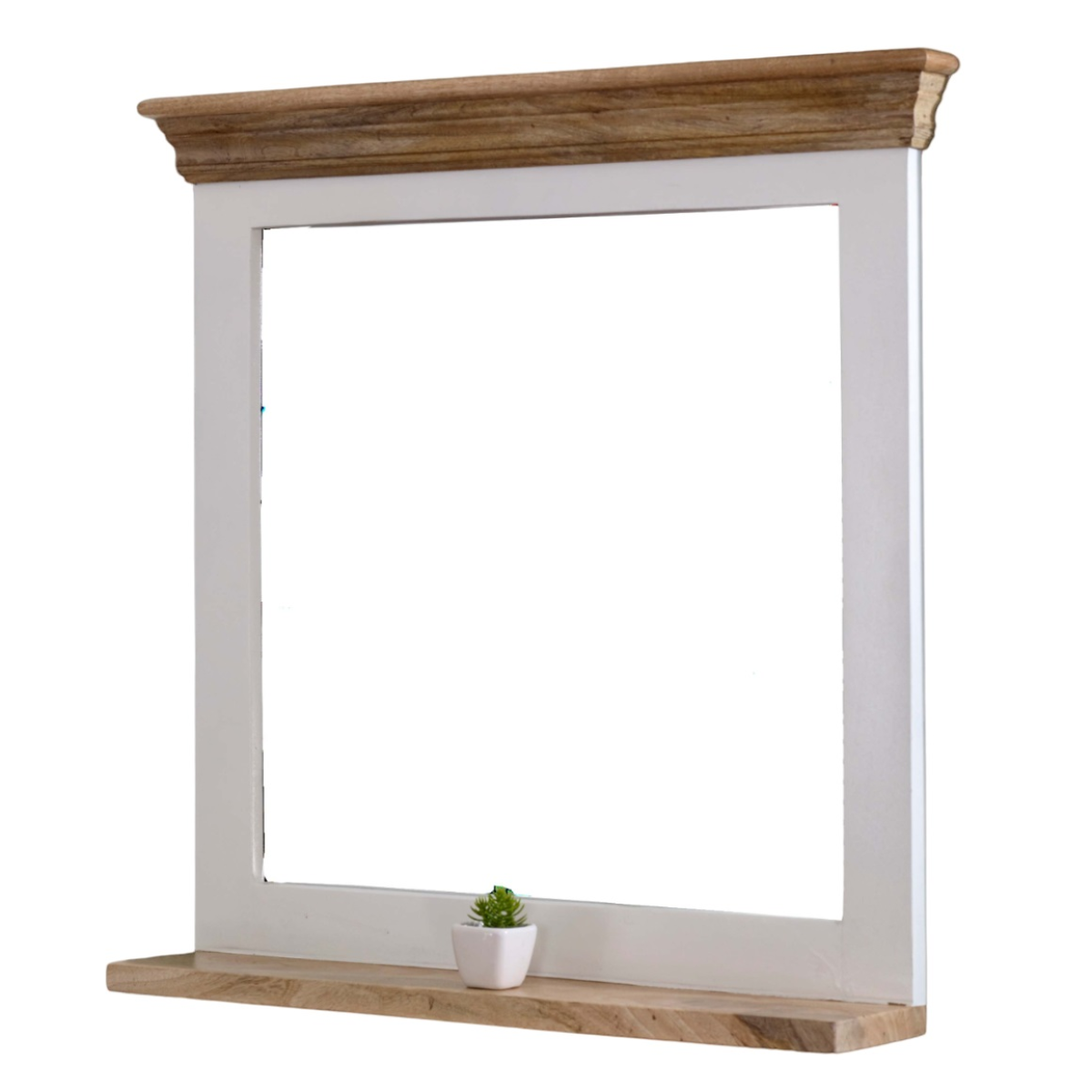 Alfie Mango Wood Mirror Frame with Shelf, Handmade Eco-Sourced Wood