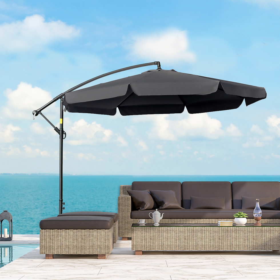 Thumbnail: 2.7m Garden Cantilever Banana Parasol Sun Shade w/ Crank, Black