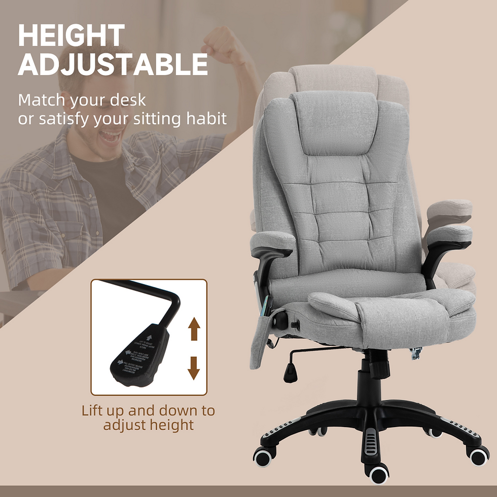 Thumbnail: Executive Heated Massage Recliner with Adjustable Headrest - Grey