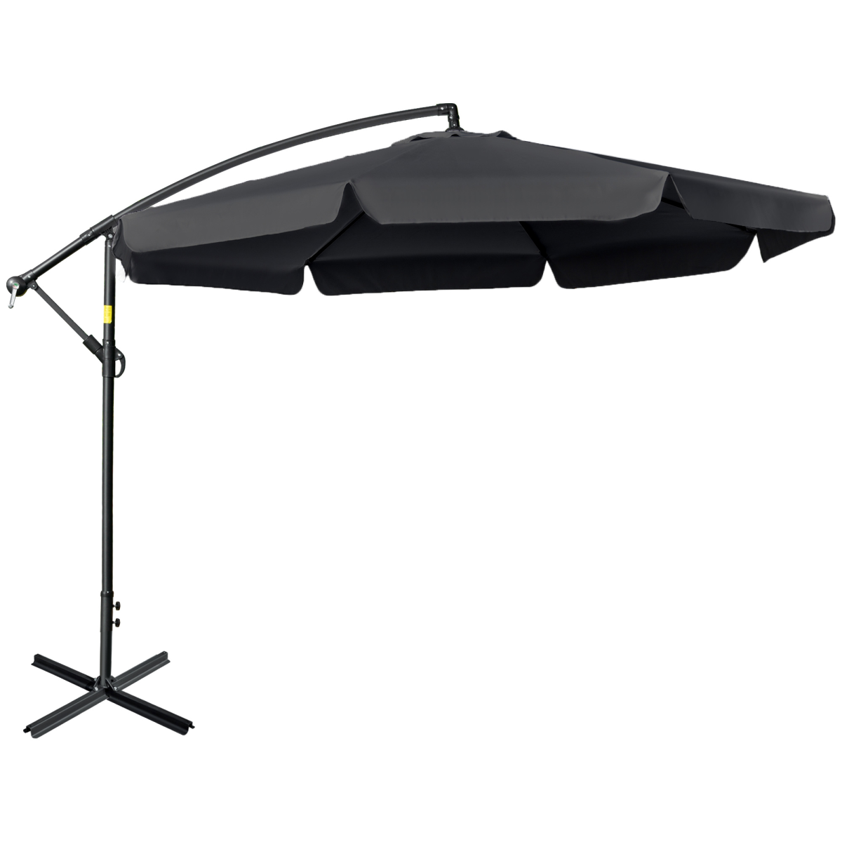 2.7m Garden Cantilever Banana Parasol Sun Shade w/ Crank, Black