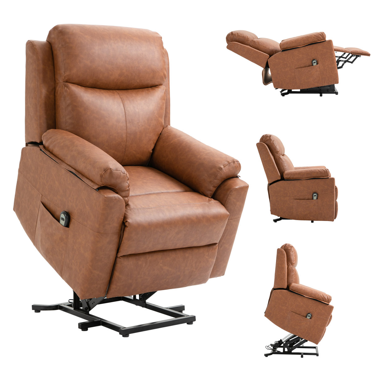 HOMCOM Electric Power Lift Recliner Chair with Remote, Brown Faux Leather