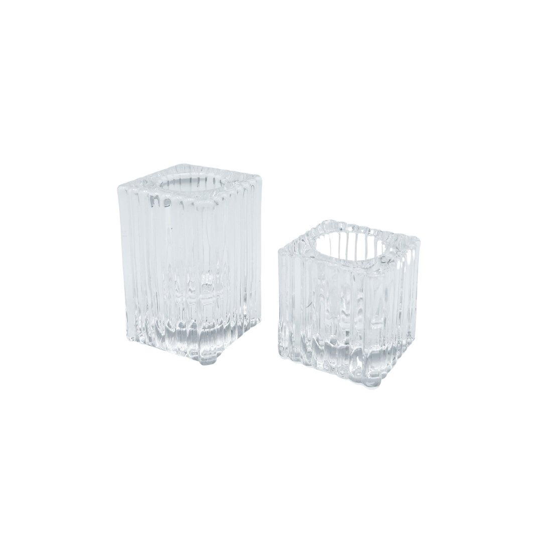 Ribbed Tapered Candle Holder [Set of 2]