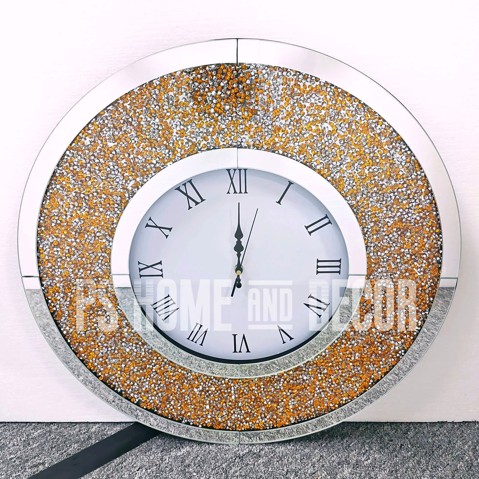 Thumbnail: MCG20 Modern Mirrored Crushed Diamond Round Wall Clock 60cm