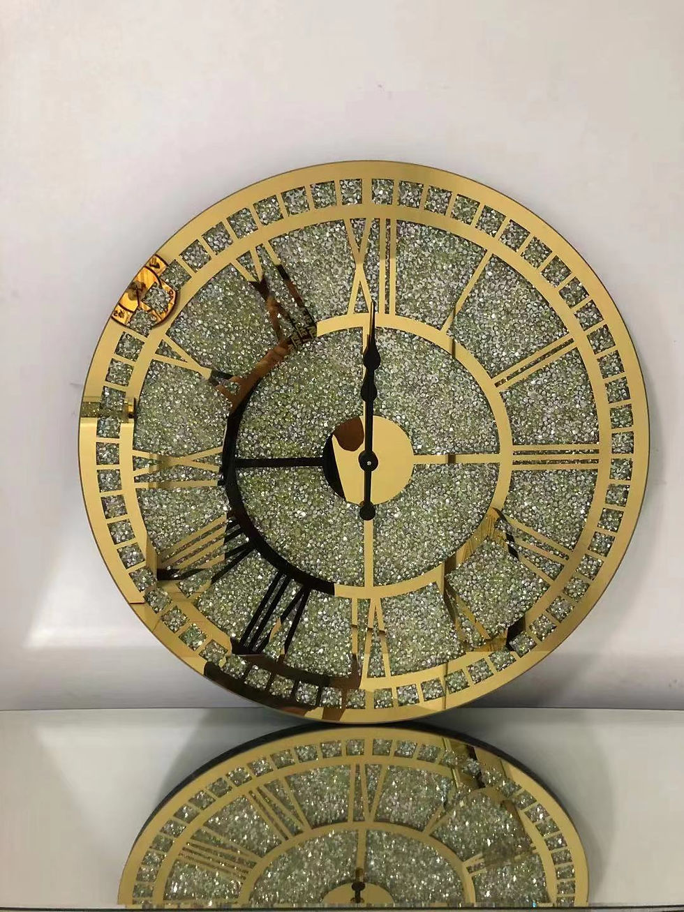 MCG01 Modern Mirrored Roman Crushed Diamond Wall Clock 80cm