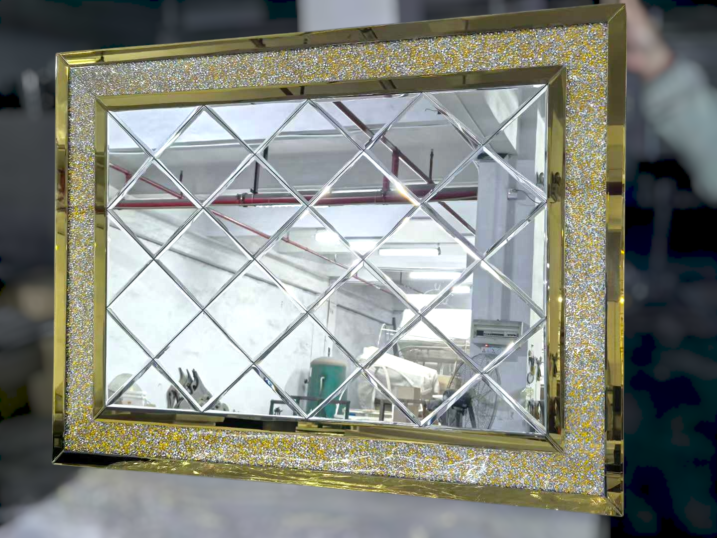 CDWM_05 Crushed Diamond Rectangular Wall Mirror 120x80cm