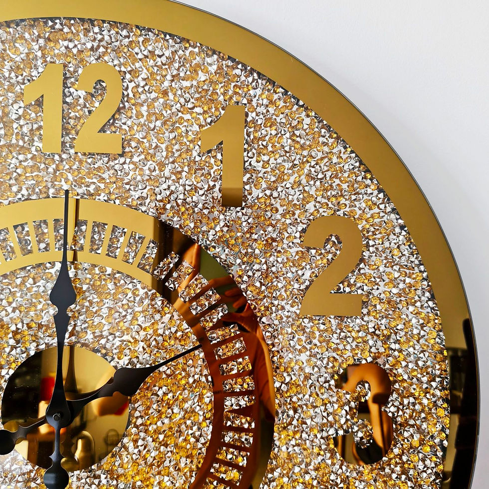 Thumbnail: MCG16 Modern Mirrored Crushed Diamond Square Wall Clock 60cm