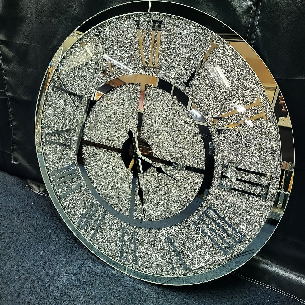 Thumbnail: Crushed Diamond Mirrored Wall Clock Round