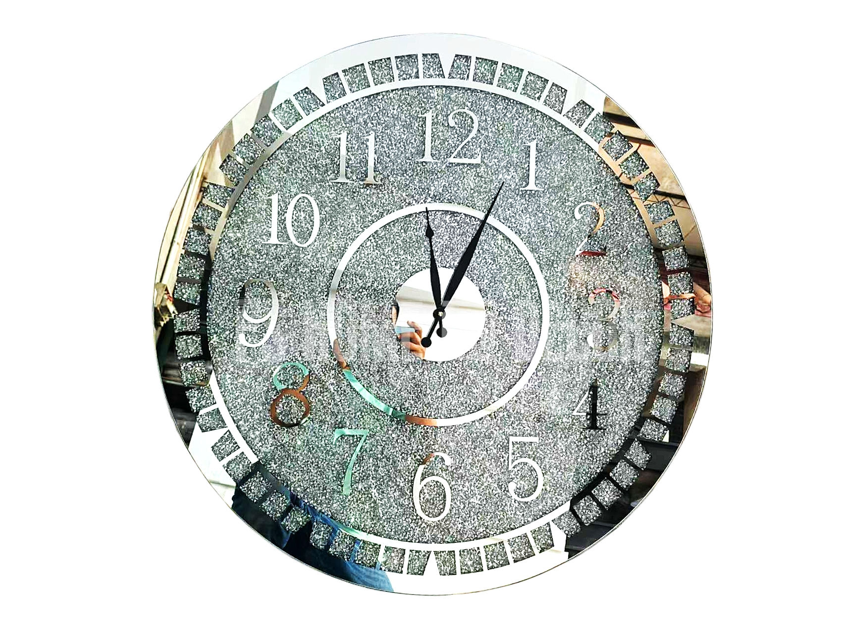 MCG14 Modern Mirrored Crushed Diamond Wall Clock 80cm