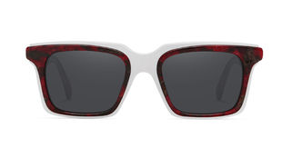 Custom two-tone acetate magnetic clip-on sunglasses — dark red tortoise front with white temples, ODM sunglasses manufacturer