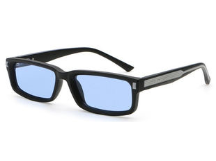 Black square injection sunglasses with light blue lens, fashion wholesale B2B supplier