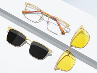 Gold metal magnetic clip-on glasses with detachable sun clip for OEM ODM and private label eyewear programs