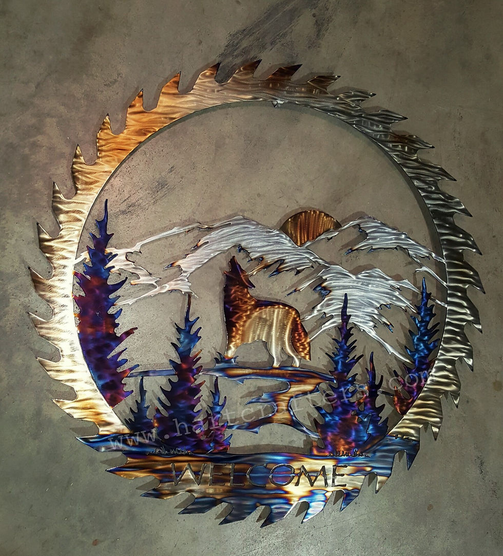 southwestern,wolf,metal,art
