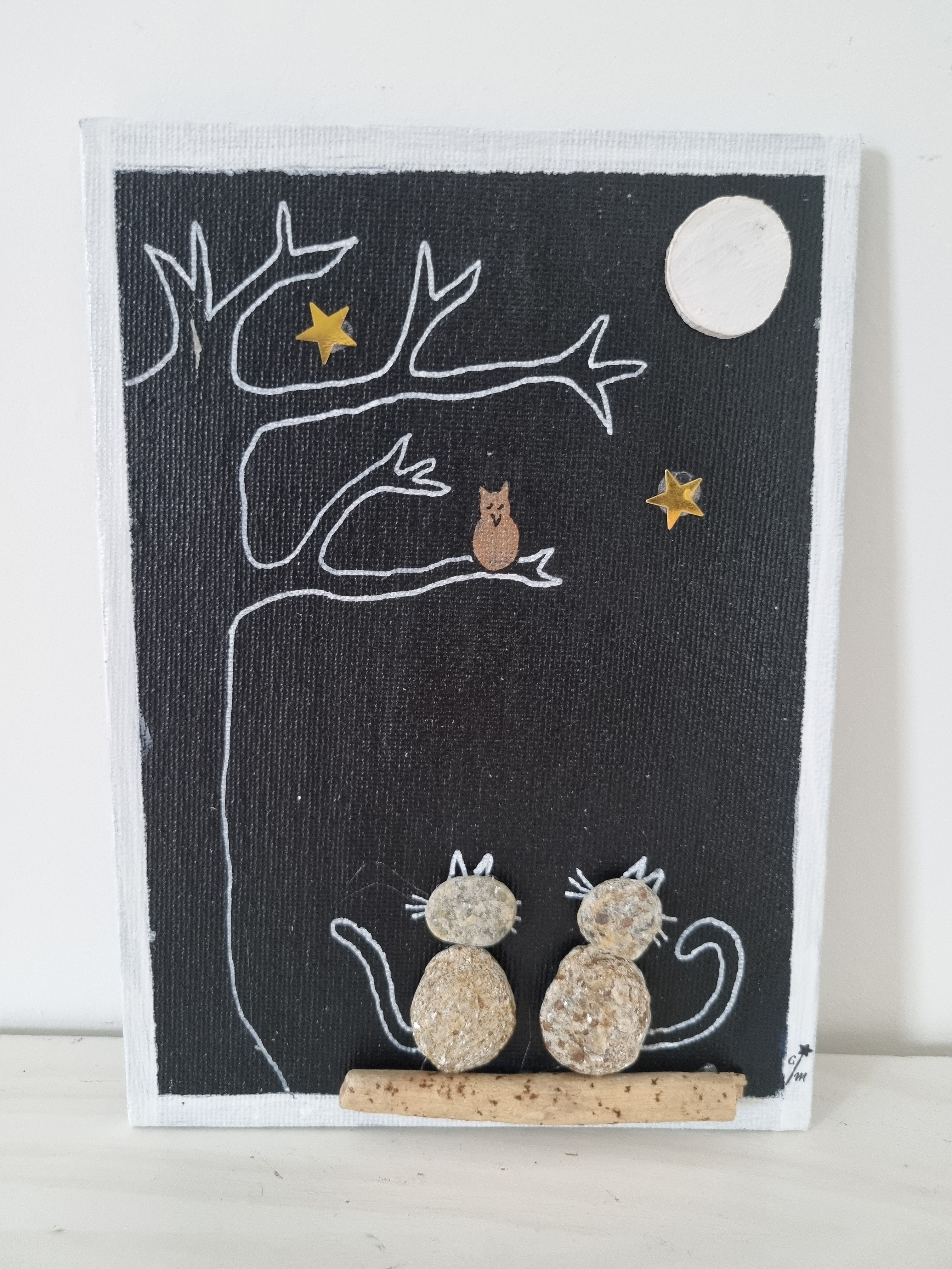 Tableau "Les chats au clair de lune"