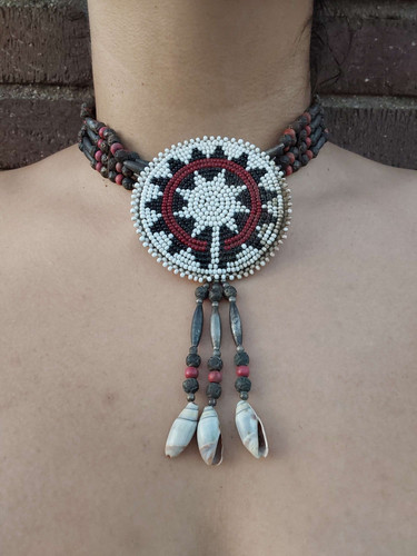 アクセサリー Vintage Native Indian necklace Item # 467Z- Vintage 50's Zuni Turquoise Inlay Teardrop