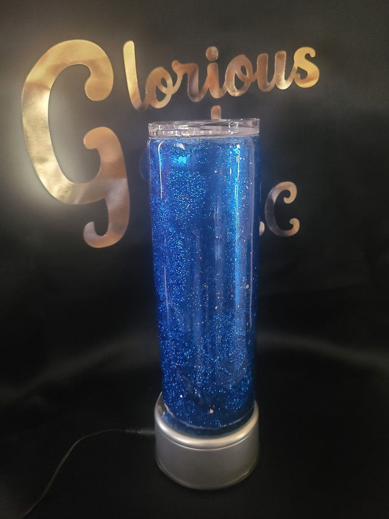 Thumbnail: 20oz Blue Silver Glitter Tumbler