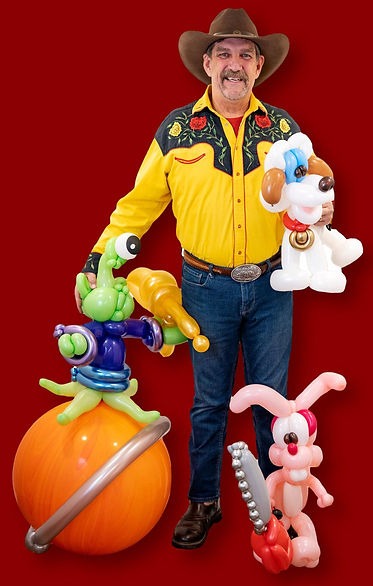The Balloon Cowboy with different balloon animals.
