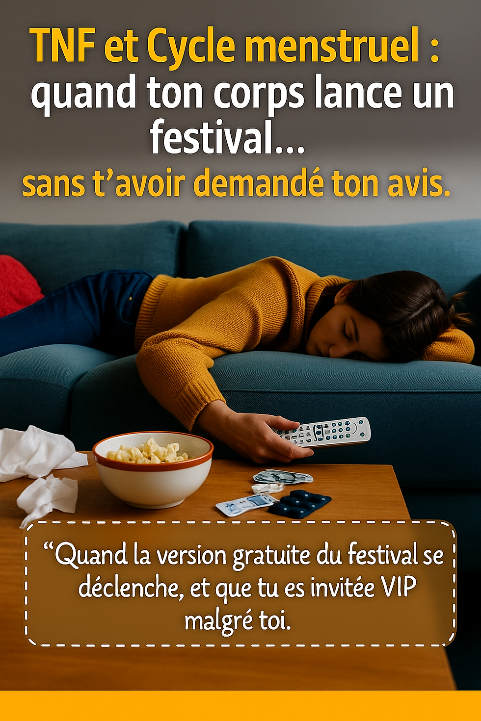 TNF et Cycle menstruel : quand ton corps lance un festival… sans t’avoir demandé ton avis