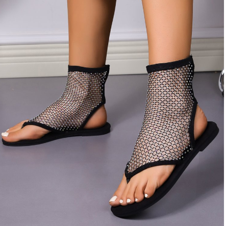 Plus Size Hollow Out Flat Sandals for Women Summer 2023