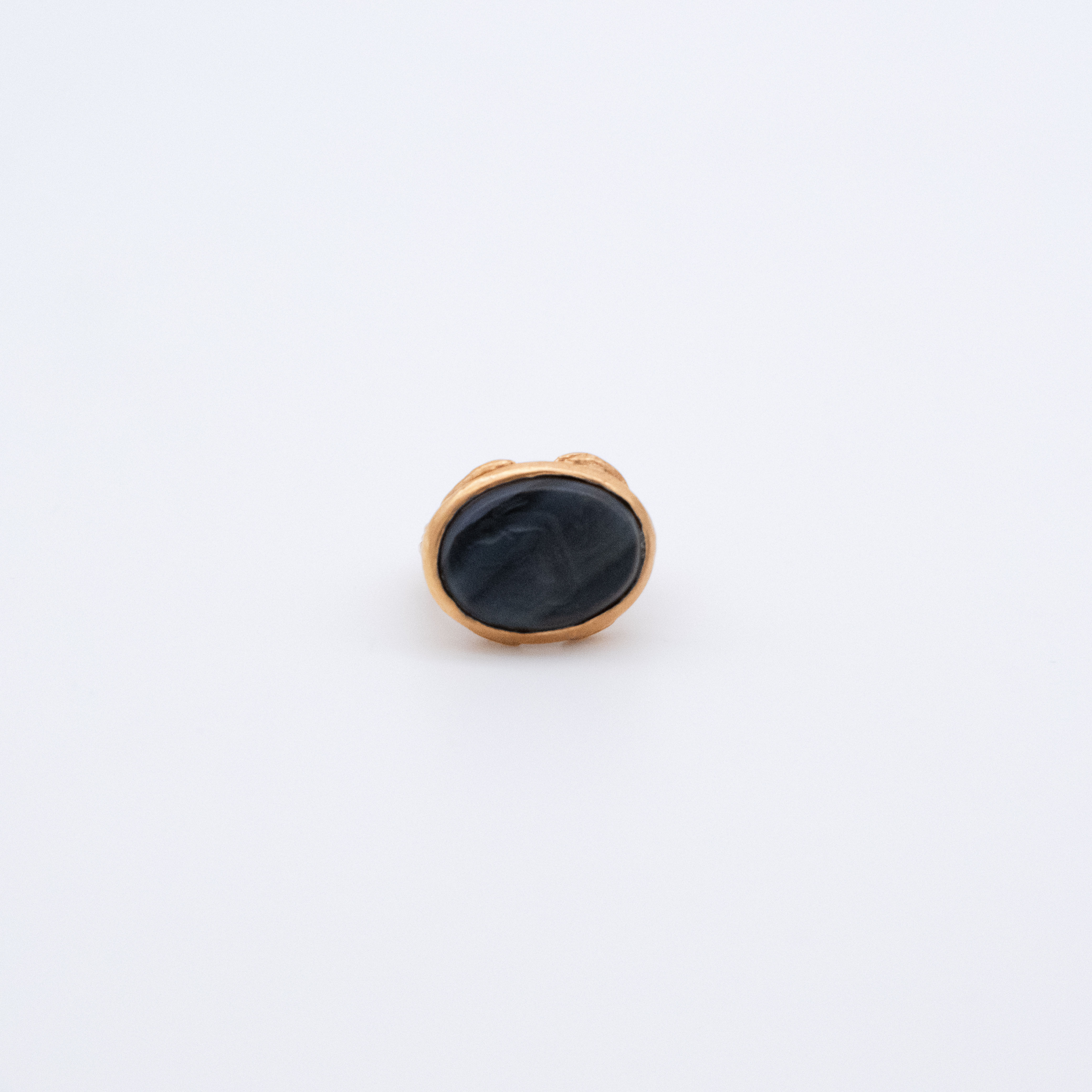 Gold Plated Deer Ring Natural Stone Intaglio Signet Handmade Totem Jewelry