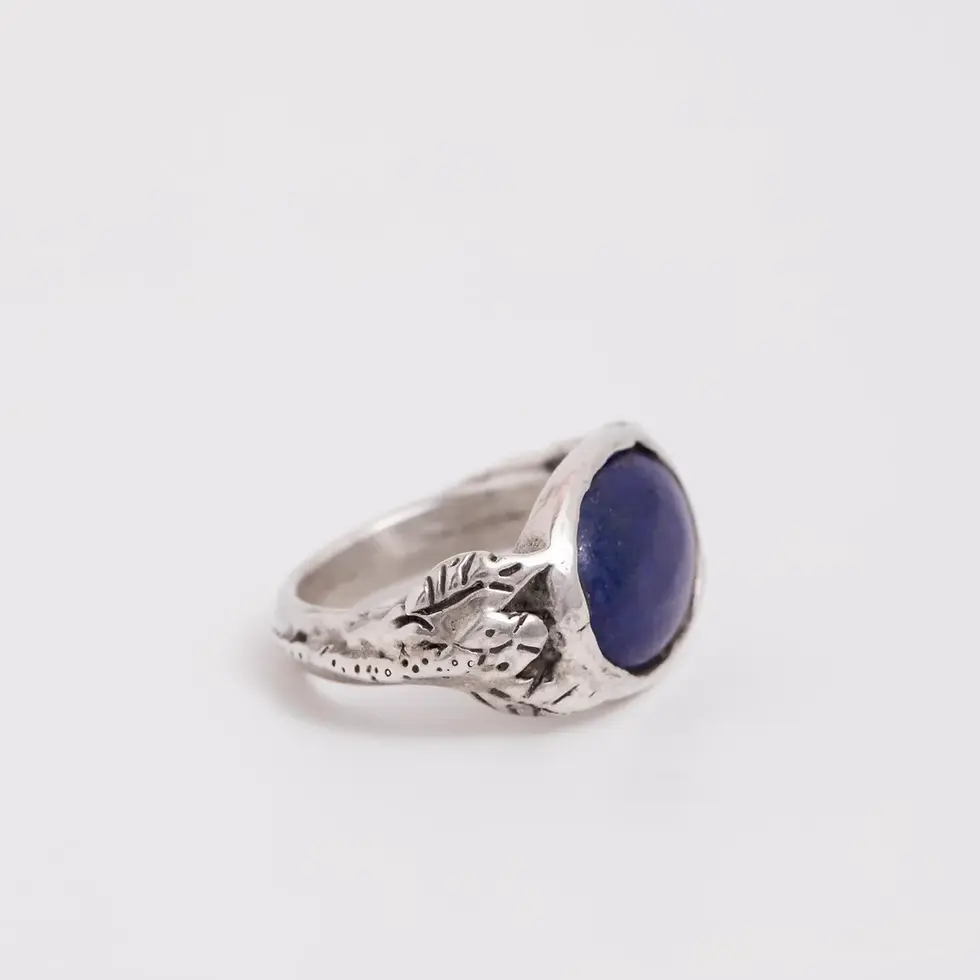 Thumbnail: Lapis Lazuli Silver Ring – Handmade Ancient Roman Style Vax Cast Ring