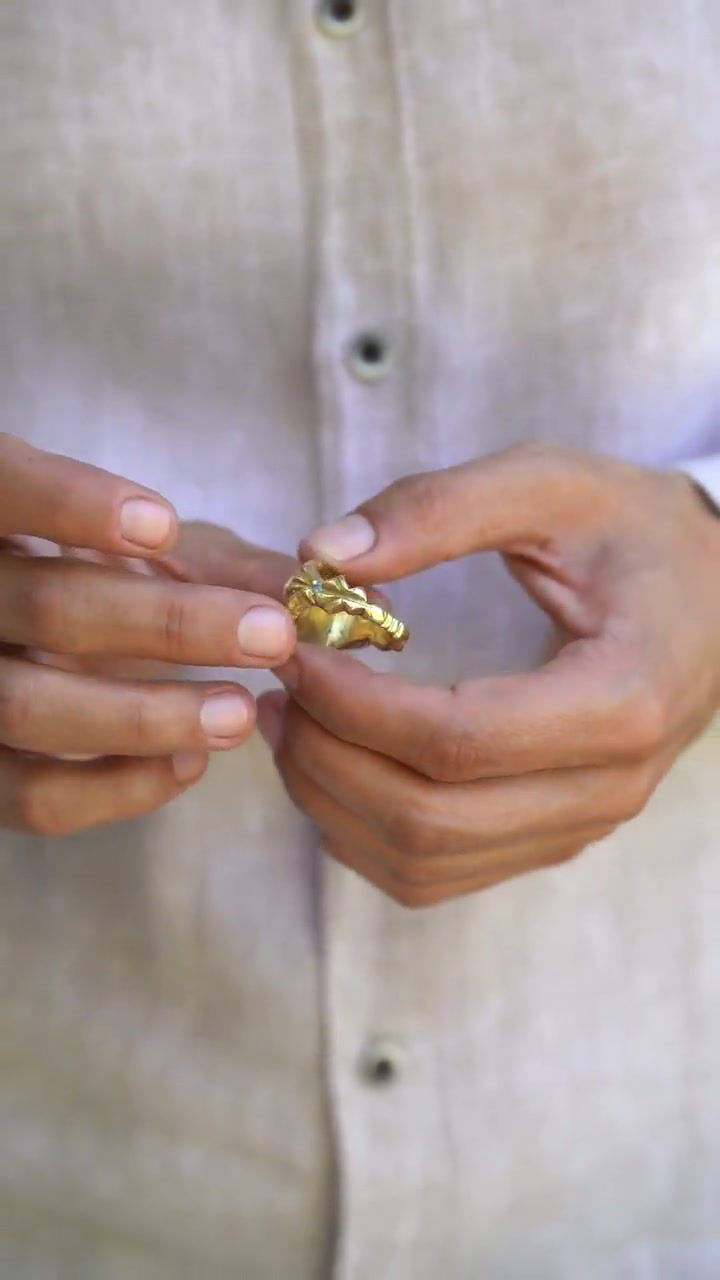 Thumbnail: Katalin Gemstone Gold-Plated Bronze Ring – Roman Mythology Statement Ring