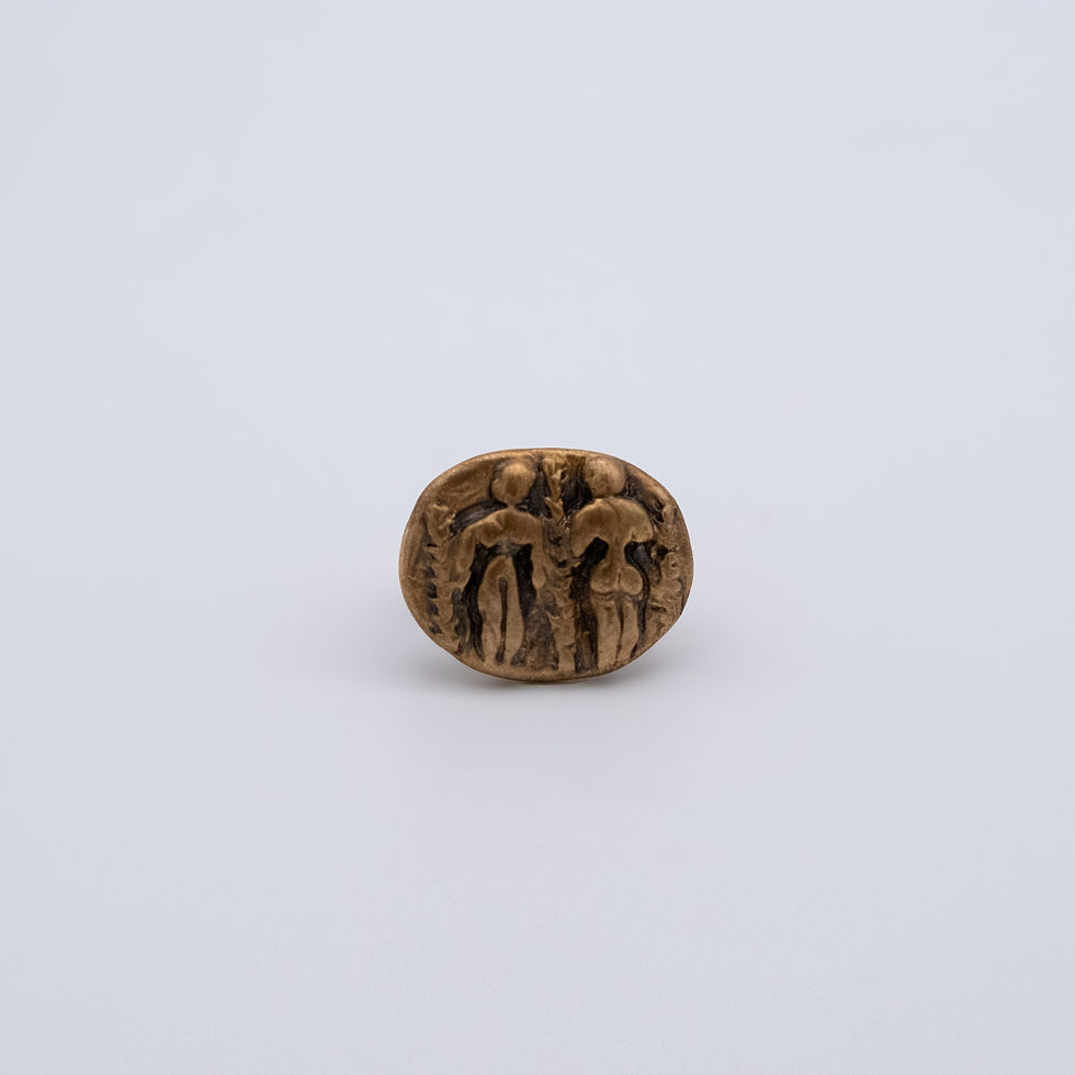 Chalcolithic Two Women Bronze Ring – Ancient Style Handmade Statement Ring