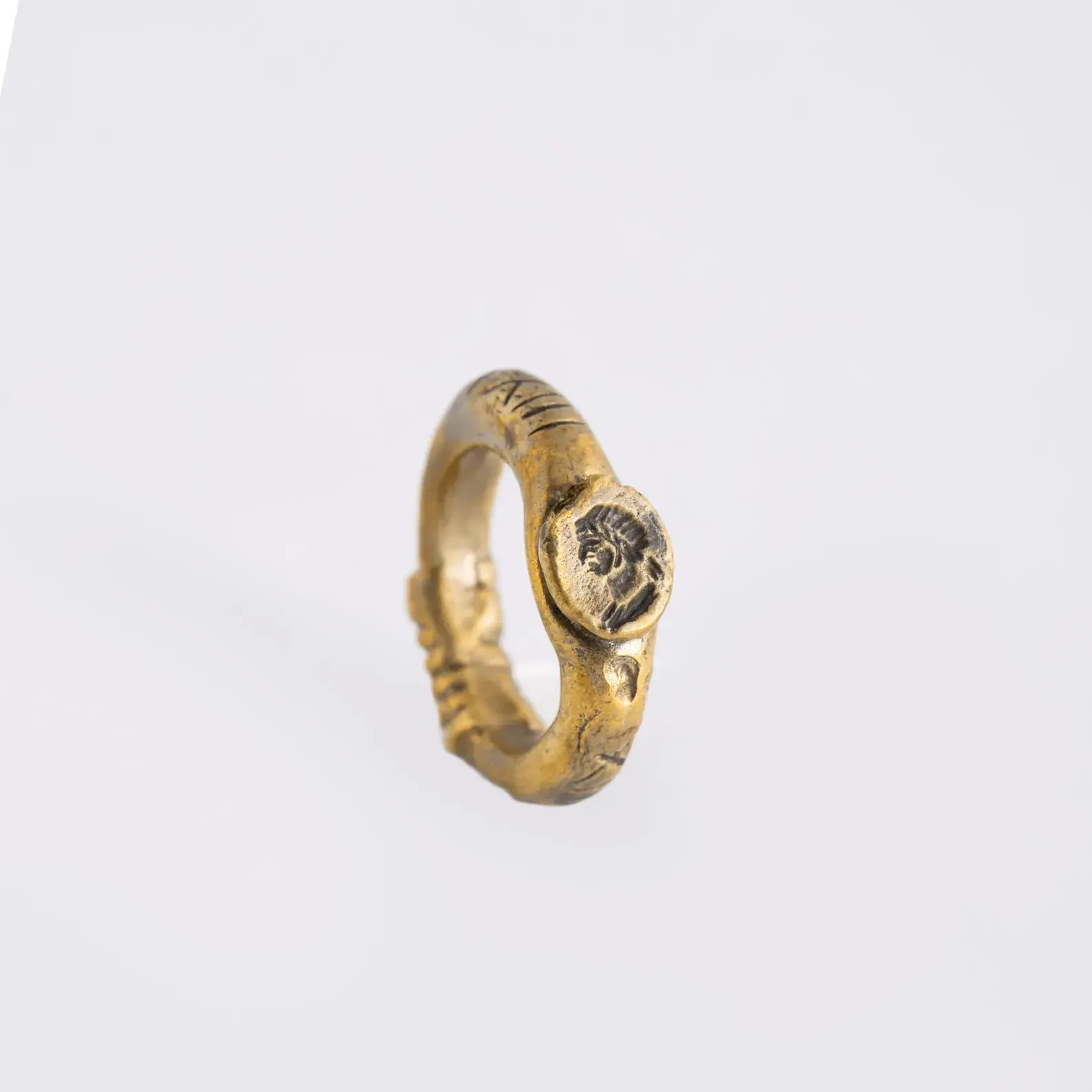 Ancient Roman Intaglio Ring with Engraved Man Portrait