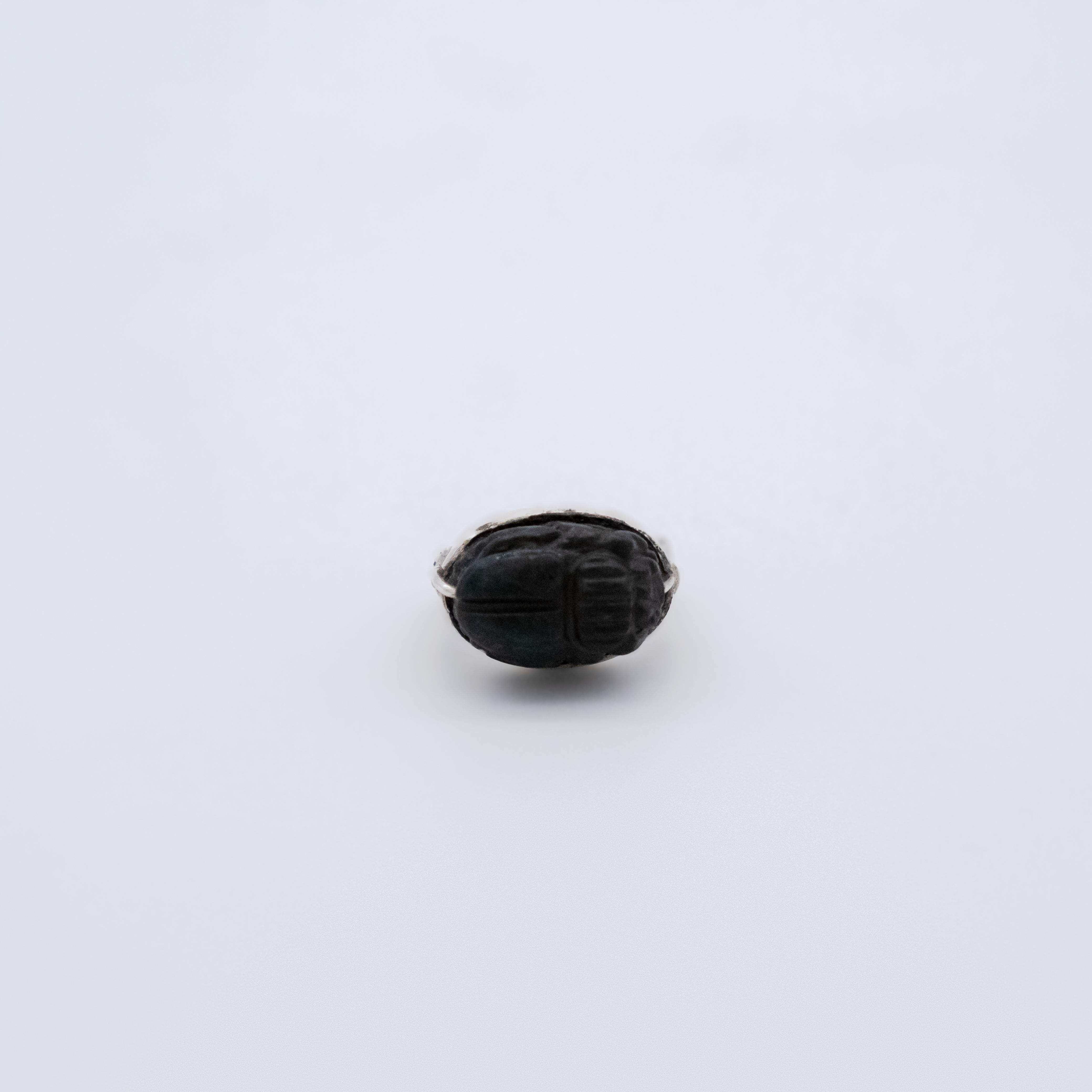 Scarab Natural Stone Silver Ring – Handmade Ancient Egypt Amulet