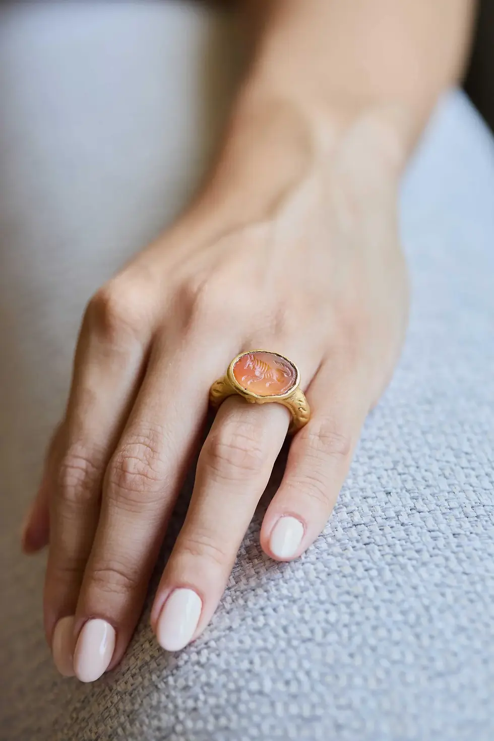 Thumbnail: Bronze Agate Ring Ancient Roman Style – Handmade Adjustable Mythological Jewelry