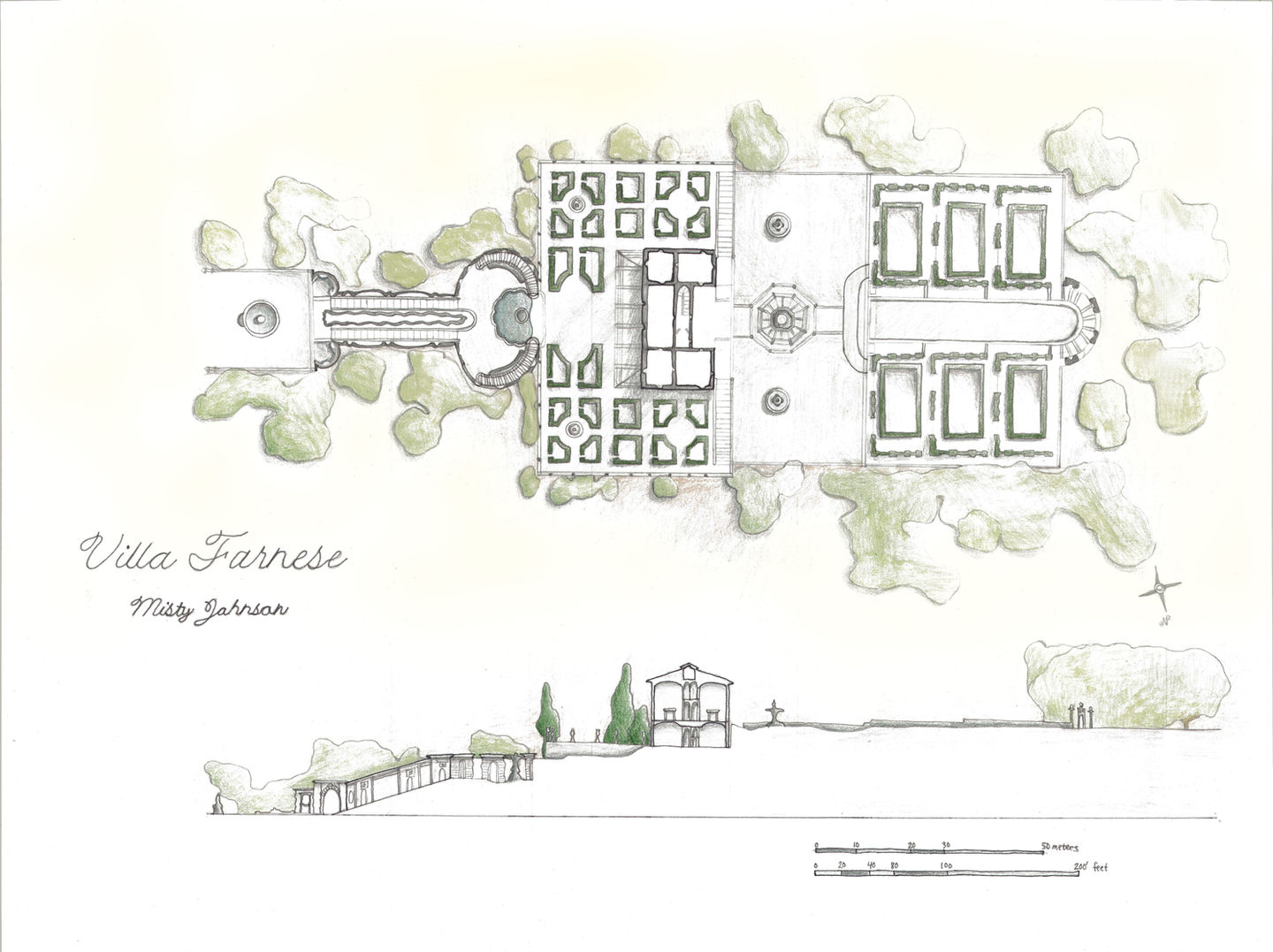 Scaled drawing of Villa Farnese.