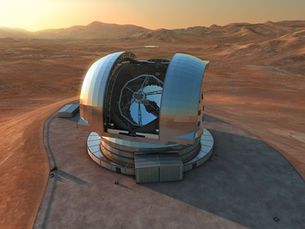 Artist's impression of the European Extremely Large Telescope (E-ELT) in the Atacama Desert, Chile.