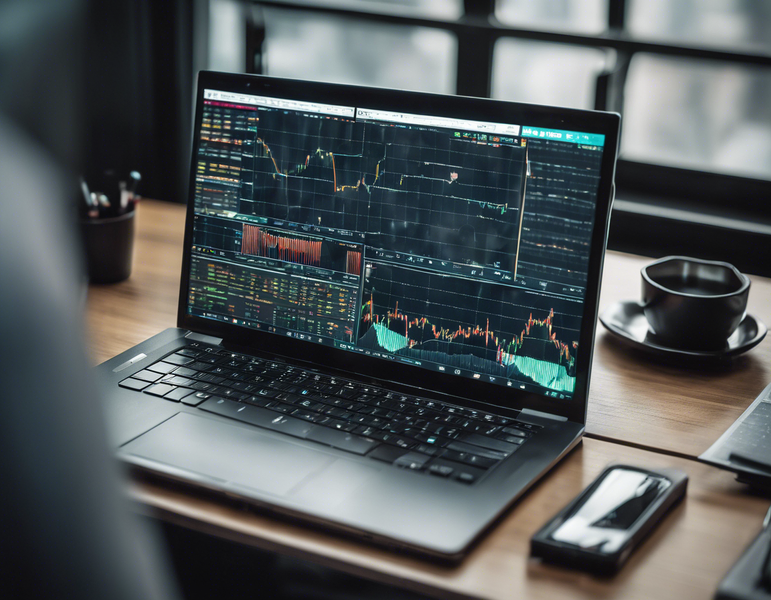 a laptop is open to a screen with a graph on it