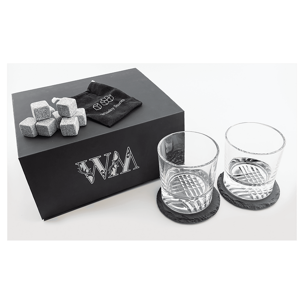 Thumbnail: Whiskey Gift Set with Glasses, Slate Coasters, and Whiskey Stones