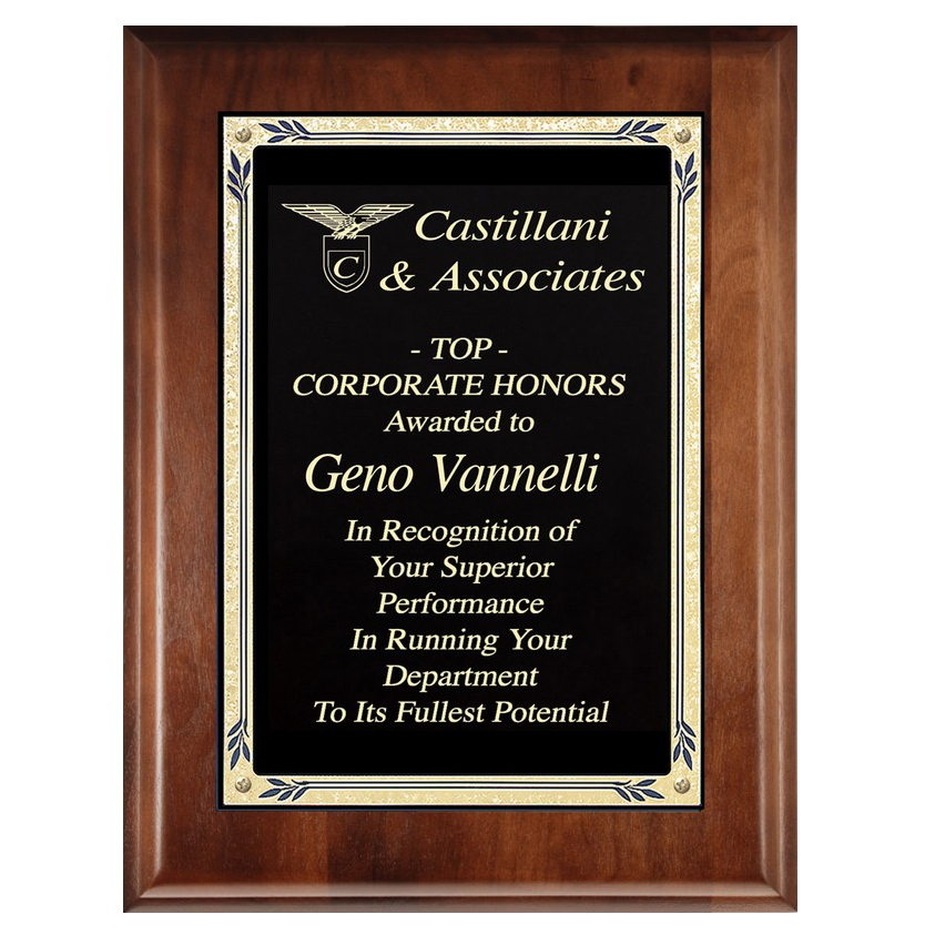 Black Brass Recognition Plaque with Gold Border | 2 Sizes