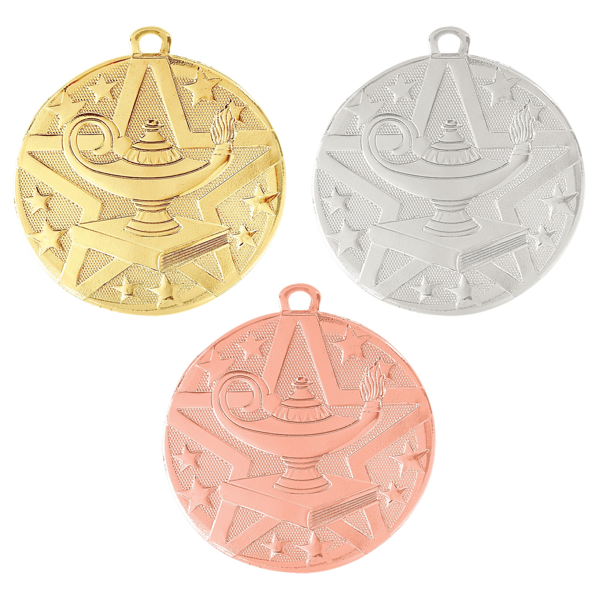2” Lamp of Knowledge Superstar Medal with Ribbon