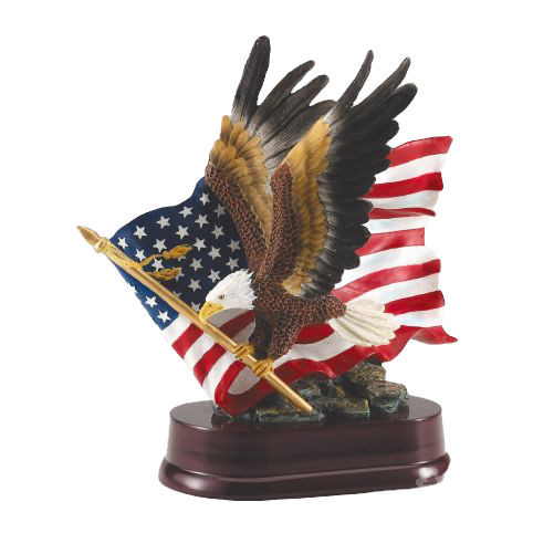 10.5” Hand-Painted Eagle in Flight with American Flag Resin Award