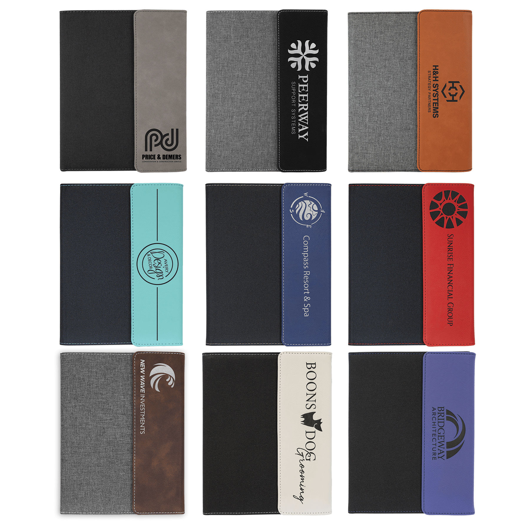 7” x 9” Leatherette and Black Canvas Portfolio with Notepad | 9 Colors
