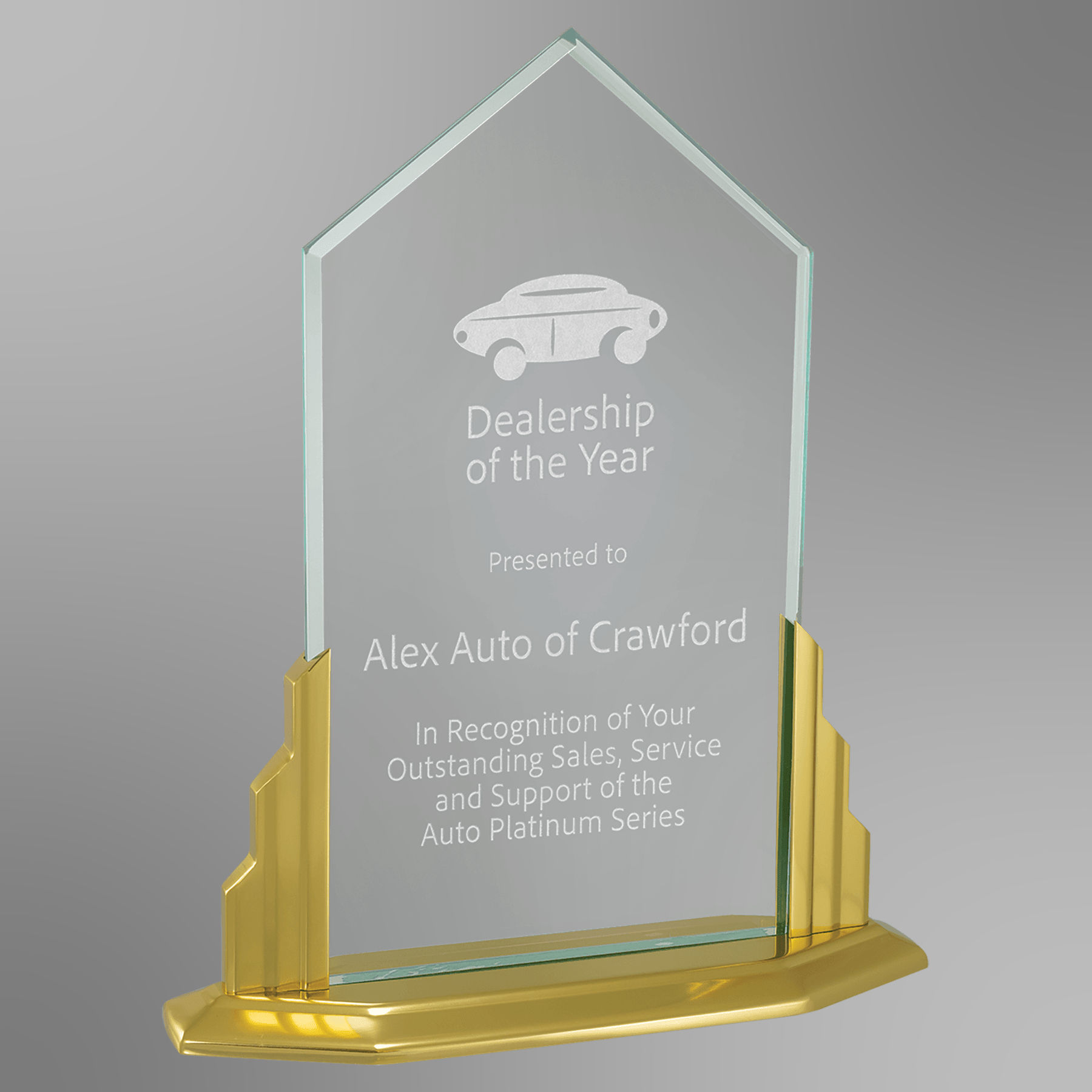 9.5” x 11.5” Peak Series Jade Acrylic Award with Aluminum Base