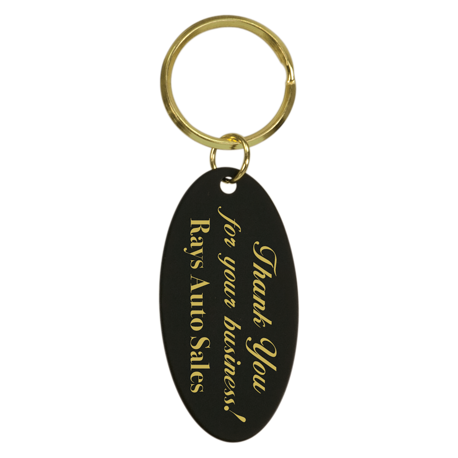 1.25” x 2.5” Black Oval Brass Keychain