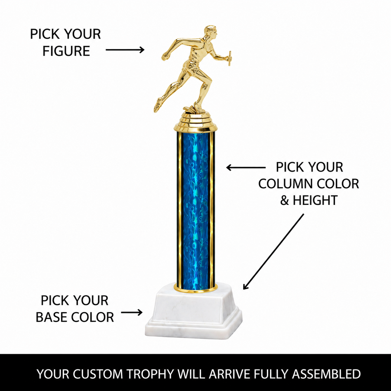 Design Your Own 1 Tier Male Track Trophy | Medium | 3 Heights | Vapor Round