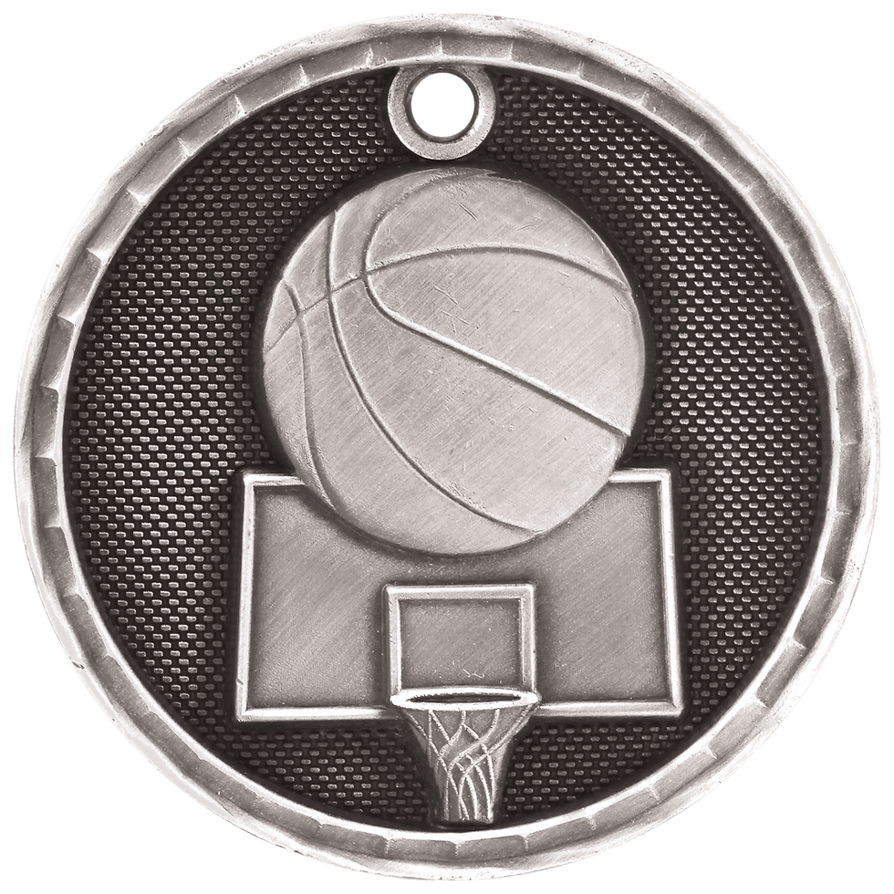 Thumbnail: 2” 3-D Basketball Medal with Ribbon