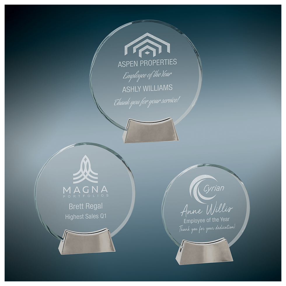 Thumbnail: Round Platinum Glass with Full Metal Base | 3 Sizes