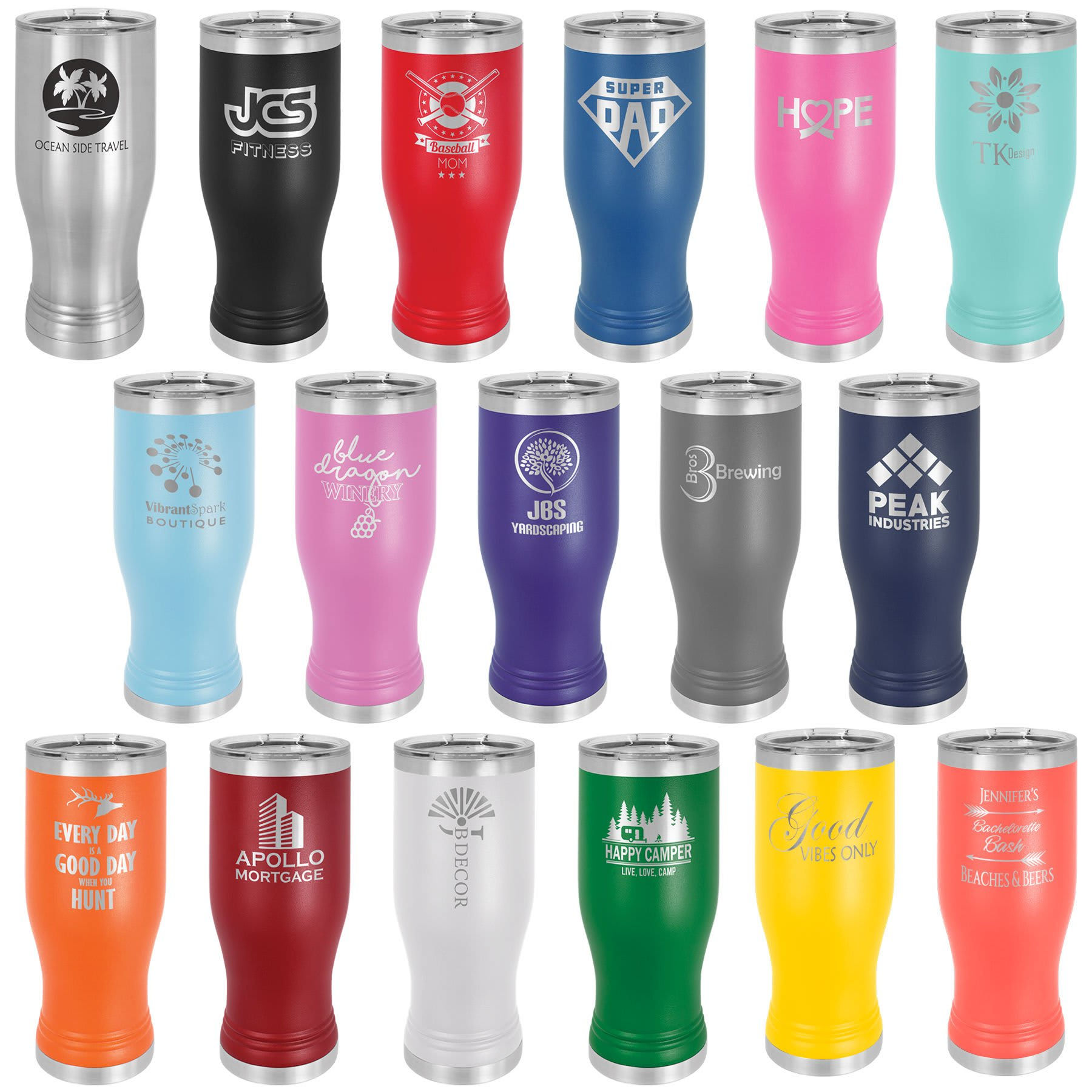 Polar Camel 20 oz. Pilsner Tumbler with Standard Lid | 17 Colors