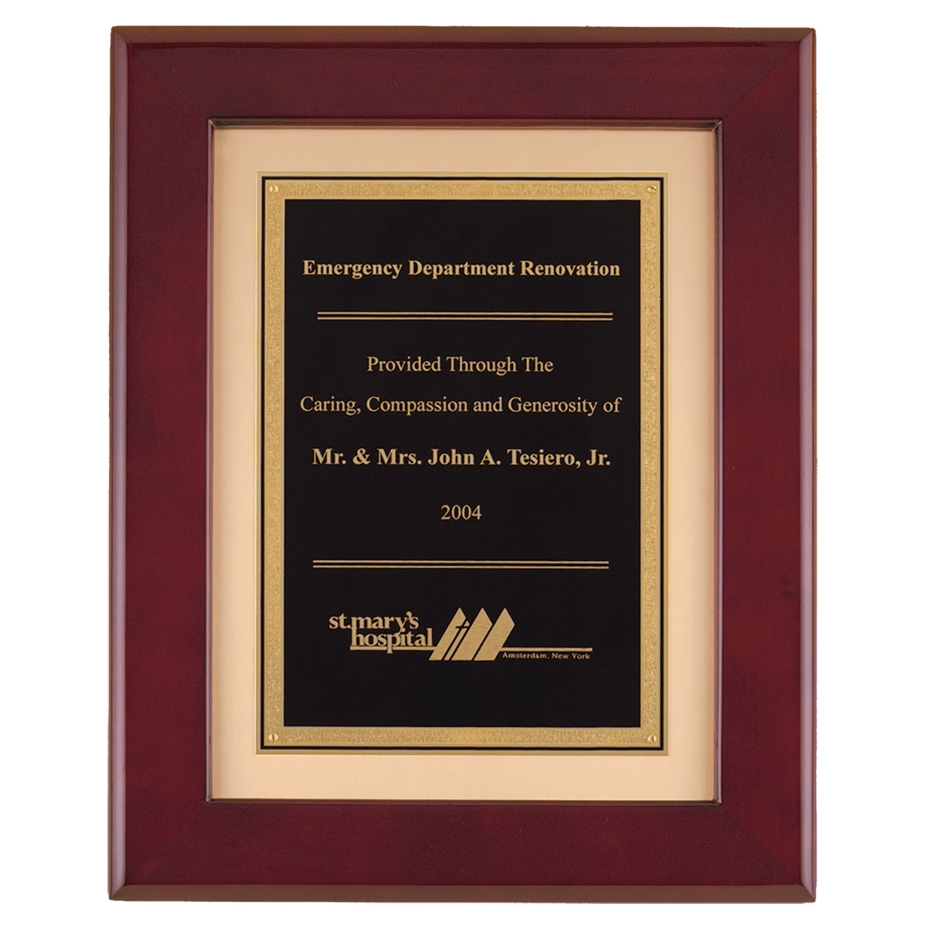 12" x 15" Rosewood Piano Finish Frame with Black Plate on Brushed Metal