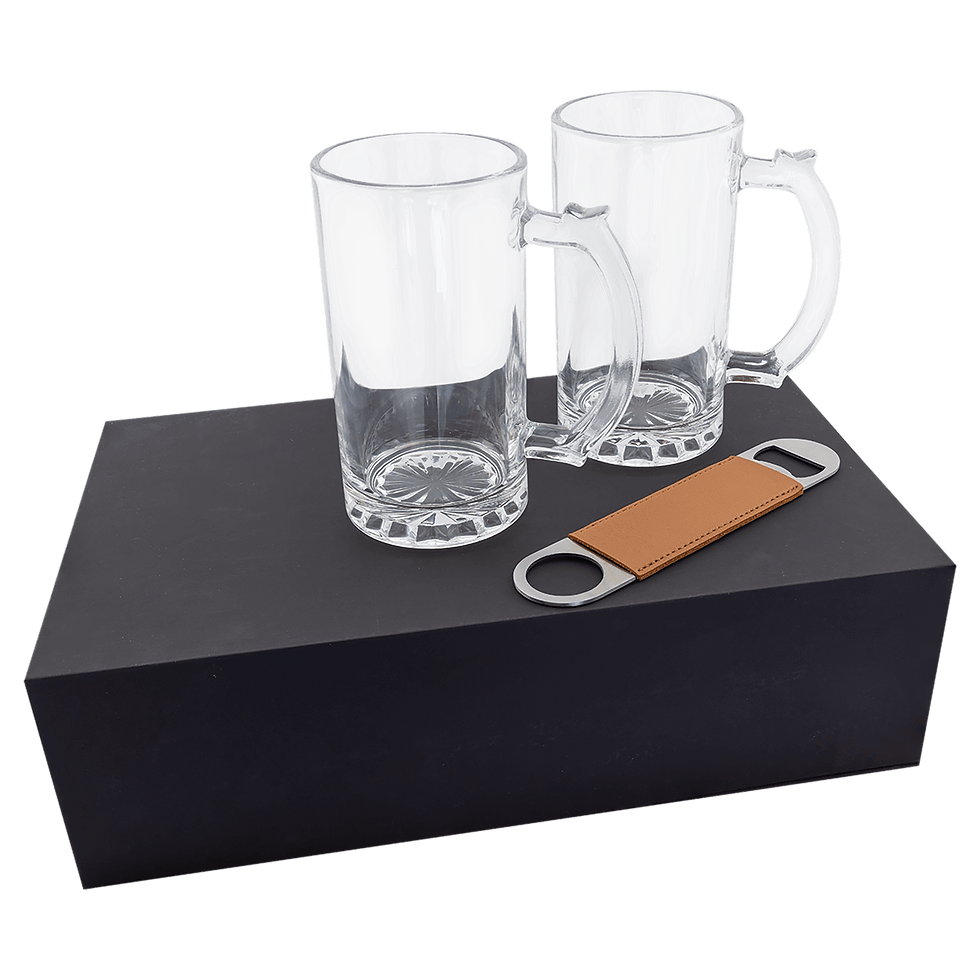 Thumbnail: Beer Gift Set with Two 14 oz. Mugs and Bottle Opener